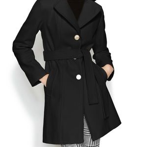 NWOT MICHAEL Michael Kors Belted Hooded Wrap Coat